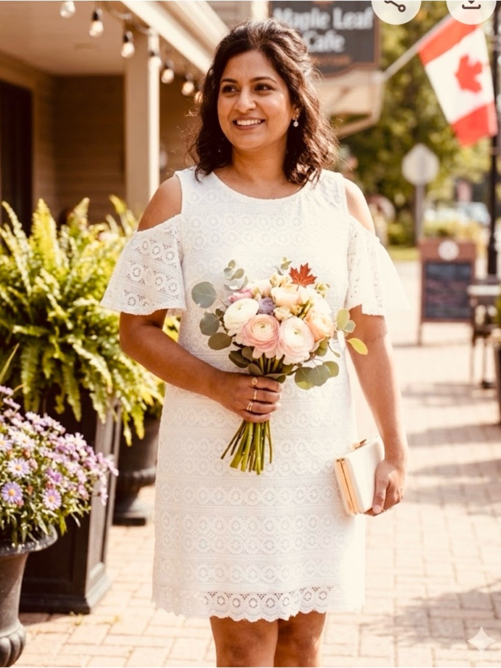 Studio Cold-Shoulder Lace Shift Dress